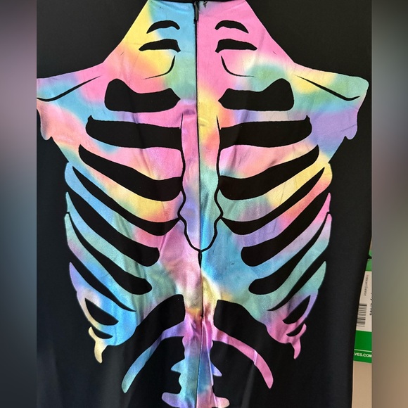 🎃SALE NWT Tipsy Elves Iridescent Skeleton form fitting BodySuit Costume size XS - Picture 6 of 8